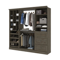 Bestar 40853-000035 Versatile 86 Closet Organizer in walnut grey