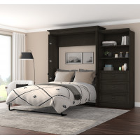 Bestar 42885-32 Versatile 105W Queen Murphy Bed and 1 Storage Unit in deep grey