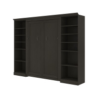 Bestar 42891-000032 Versatile Full Murphy Bed with Shelving Units in deep grey