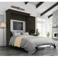 Bestar 42894-32 Versatile 89W Full Murphy Bed and 1 Storage Unit with Mobile Nightstand in deep grey