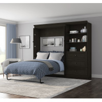 Bestar 42895-32 Versatile 100W Full Murphy Bed and 1 Storage Unit in deep grey