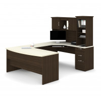 Bestar 52413-31 Outremont U-Shaped Desk in White Chocolate & Dark Chocolate
