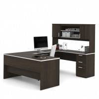 Bestar 52414-79 Ridgeley U-Shaped Desk in Dark Chocolate