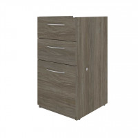 Bestar 60621-000035 Embassy 16W Add-On Pedestal with 3 Drawers in walnut grey