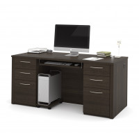 Bestar 60850-79 Embassy 66" Executive Desk Kit in Dark Chocolate