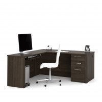 Bestar 60852-79 Embassy 66" L-shaped Desk in Dark Chocolate