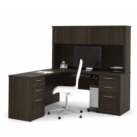 Bestar 60853-79 Embassy 66" L-shaped Desk in Dark Chocolate