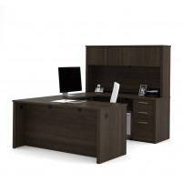 Bestar 60857-79 Embassy 66" U-shaped Desk in Dark Chocolate