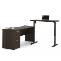 Bestar 60885-79 Embassy L-Desk including Electric Height AdjusTable Table in Dark Chocolate