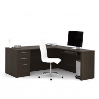 Bestar 60892-79 Embassy 71" L-shaped Desk in Dark Chocolate