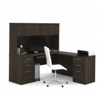 Bestar 60893-79 Embassy 71" L-shaped Desk in Dark Chocolate