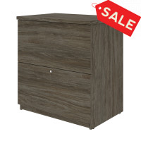 Bestar 65635-000035 Universel 29W Standard Lateral File Cabinet in walnut grey