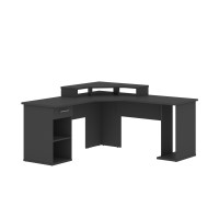 Bestar 69431-000033 Hampton 66W L-Shaped Corner Gaming Desk in graphite