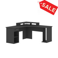 Bestar 69431-000033 Hampton 66W L-Shaped Corner Gaming Desk in graphite