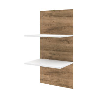 Bestar 80168-000009 Cielo 2 Floating Shelves in Rustic Brown and White