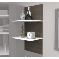 Bestar 80168-1147 Cielo By 2 Floating Shelves in Bark Gray and White