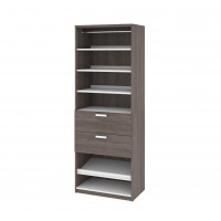 Bestar 80861-47 Cielo By 29.5" Shoe/CloSet Storage Unit with Drawers in Bark Gray and White