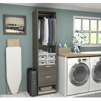 Bestar 80862-47 Cielo By 19.5" Multi-Storage CubBy with Drawers in Bark Gray and White