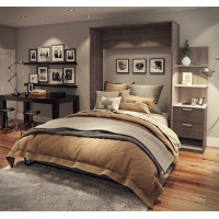 Bestar 80887-47 Cielo By Elite 85" Queen Wall Bed kit in Bark Gray and White