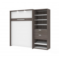 Bestar 80892-47 Cielo By Premium 89" Full Wall Bed kit in Bark Gray and White