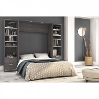 Bestar 80893-47 Cielo By Premium 98" Full Wall Bed kit in Bark Gray and White