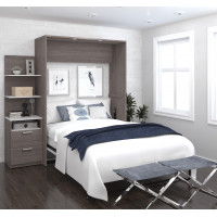 Bestar 80897-47 Cielo By Elite 79" Full Wall BedKit in Bark Gray and White