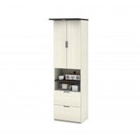Bestar 85160-31 Lumina Storage Unit with Drawers & Doors in White Chocolate & Dark Chocolate