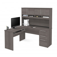 Bestar 92421-47 Innova Plus L-shaped desk in Bark Gray