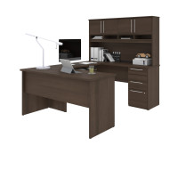 Bestar 92854-000052 Innova U or L-Shaped Desk with Hutch in antigua