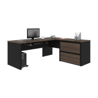 Bestar 93862-000052 Connexion L-shaped workstation in Antigua & Black