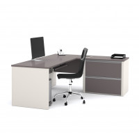 Bestar 93862-59 Connexion L-shaped workstation kit in Slate Sandstone