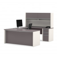 Bestar 93879-59 Connexion U-shaped workstation kit in Slate sandstone