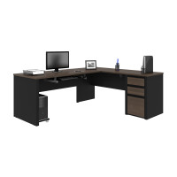 Bestar 93880-000052 Connexion L-shaped workstation in Antigua & Black