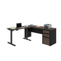 Bestar 93885-000052 Connexion Height Adjustable L-Desk in Antigua & Black