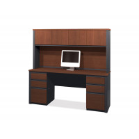 Bestar 99851-39 Prestige with credenza and hutch kit in Bordeaux Graphite