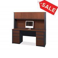 Bestar 99851-39 Prestige with credenza and hutch kit in Bordeaux Graphite