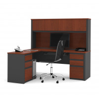 Bestar 99852-39 Prestige with L-shaped workstation kit in Bordeaux Graphite