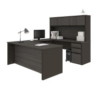 Bestar 99853-000047 Prestige + U-shaped workstation including two pedestals in Bark Gray & Slate