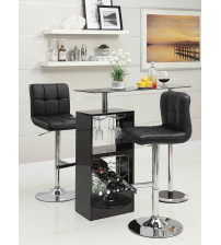 Coaster Furniture 102554 Adjustable Height Bar Stools Chrome and Black (Set of 2)