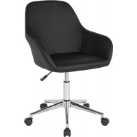 Flash Furniture DS-8012LB-BLK-GG Cortana Home and Office Mid-Back Chair in Black Leather 