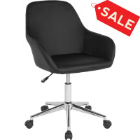 Flash Furniture DS-8012LB-BLK-GG Cortana Home and Office Mid-Back Chair in Black Leather 