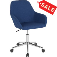 Flash Furniture DS-8012LB-BLU-F-GG Cortana Home and Office Mid-Back Chair in Blue Fabric 