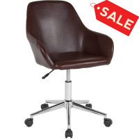 Flash Furniture DS-8012LB-BRN-GG Cortana Home and Office Mid-Back Chair in Brown Leather 