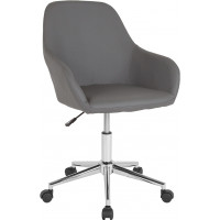 Flash Furniture DS-8012LB-GRY-GG Cortana Home and Office Mid-Back Chair in Gray Leather 