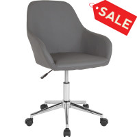Flash Furniture DS-8012LB-GRY-GG Cortana Home and Office Mid-Back Chair in Gray Leather 