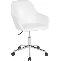 Flash Furniture DS-8012LB-WH-GG Cortana Home and Office Mid-Back Chair in White Leather 