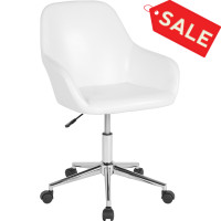 Flash Furniture DS-8012LB-WH-GG Cortana Home and Office Mid-Back Chair in White Leather 