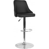 Flash Furniture DS-8121A-BLK-GG Trieste Contemporary Adjustable Height Barstool in Black Leather 