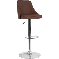 Flash Furniture DS-8121A-BRN-F-GG Trieste Contemporary Adjustable Height Barstool in Brown Fabric 