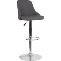 Flash Furniture DS-8121A-DGY-F-GG Trieste Contemporary Adjustable Height Barstool in Dark Gray Fabric 